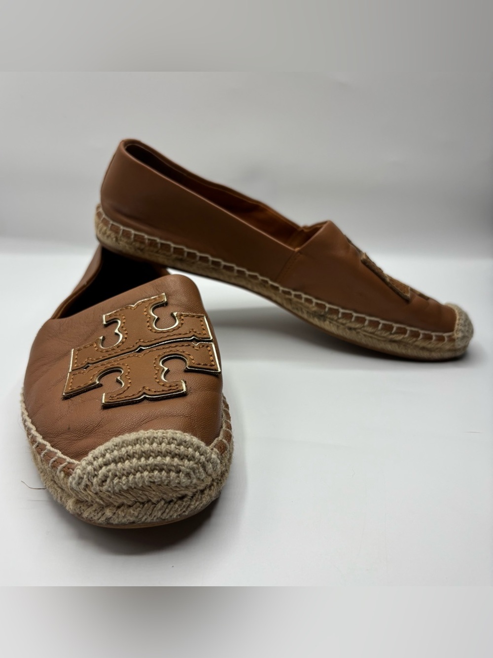 Tory Burch Ines espadrille logo leather slip on flats size 7 - Picture 2 of 12